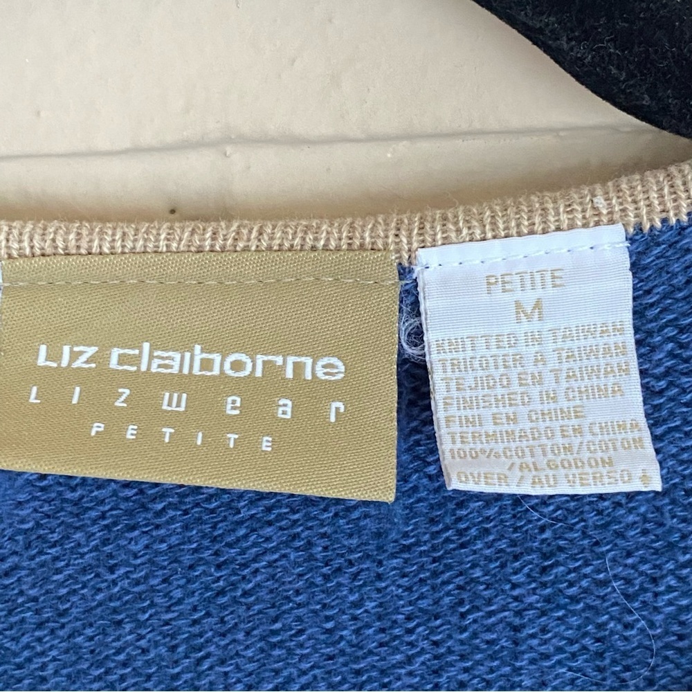 Liz Claiborne Lizwear vintage cable knit granny ore cardigan sweater floral M P - Picture 4 of 7
